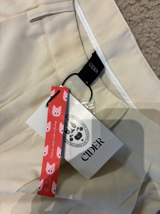 Cider Wide-Leg Cream Trousers Pants - Picture 2 of 3